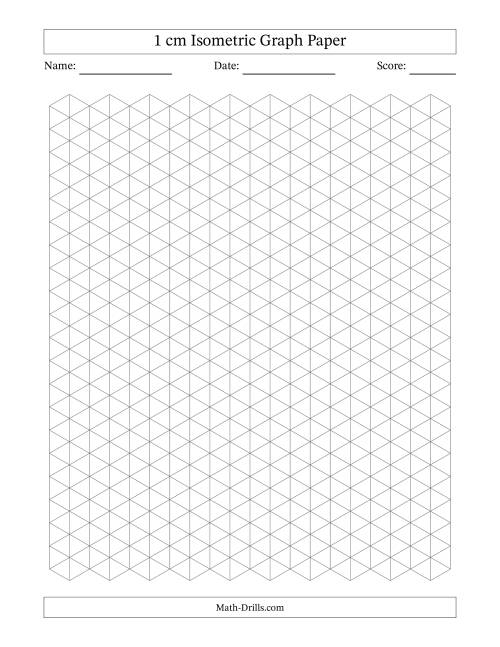The 1 cm Isometric Graph Paper (Gray Lines) Math Worksheet