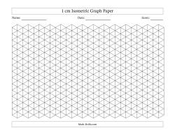 1 cm Isometric Graph Paper (Black Lines; Landscape)