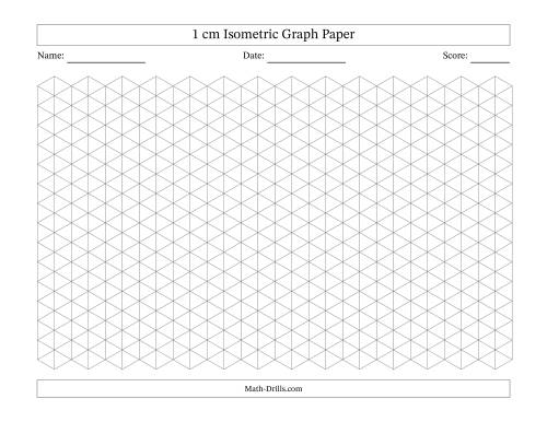 The 1 cm Isometric Graph Paper (Gray Lines; Landscape) Math Worksheet