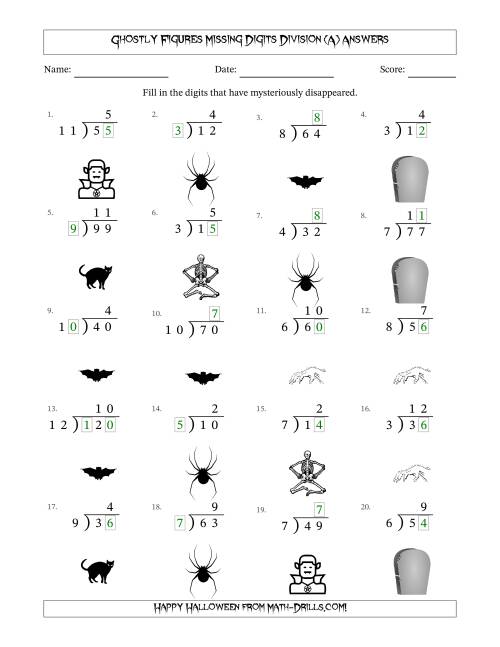 The Ghostly Figures Missing Digits Division (Easier Version) (A) Math Worksheet Page 2