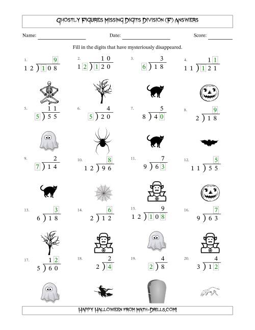 The Ghostly Figures Missing Digits Division (Easier Version) (F) Math Worksheet Page 2