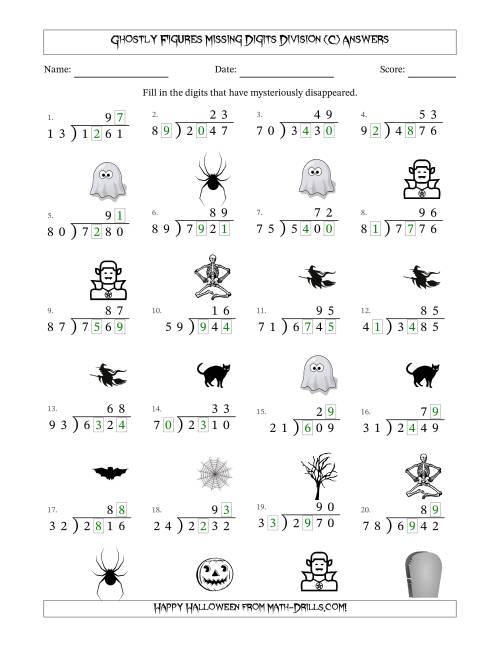 The Ghostly Figures Missing Digits Division (Harder Version) (C) Math Worksheet Page 2