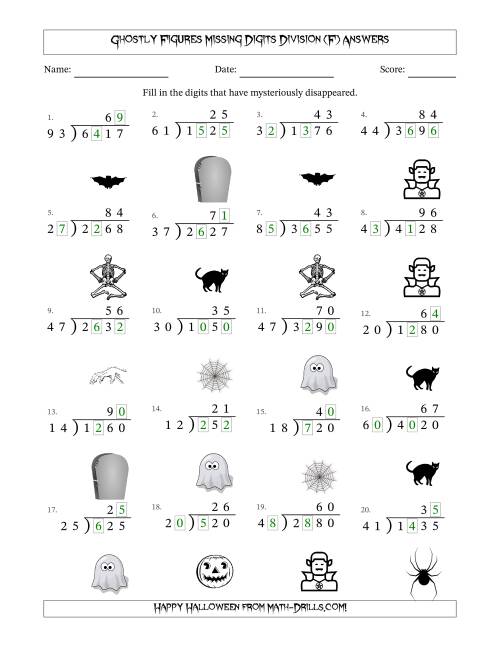 The Ghostly Figures Missing Digits Division (Harder Version) (F) Math Worksheet Page 2