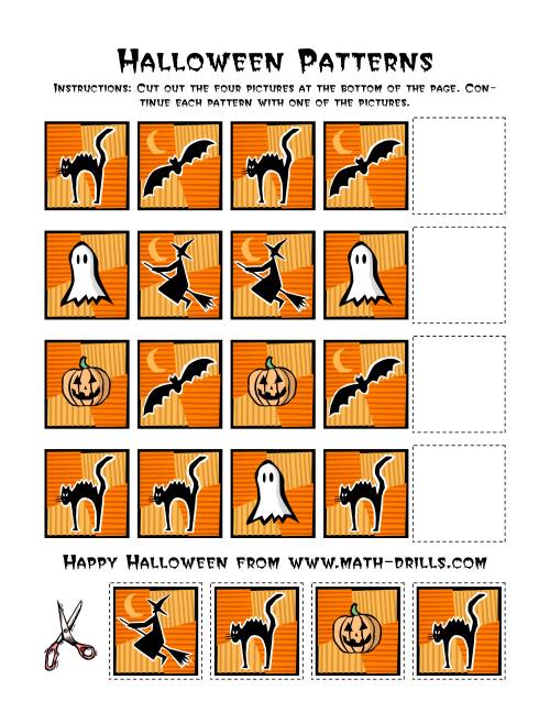 The Halloween Picture Patterns (A) Math Worksheet