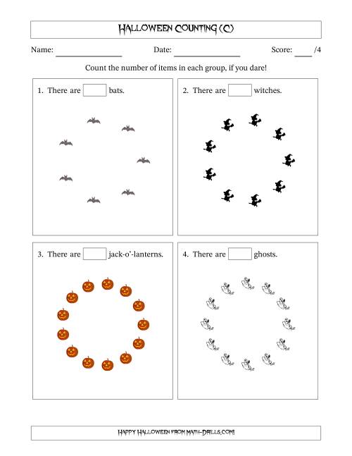 The Counting Halloween Pictures in Circular Patterns (C) Math Worksheet