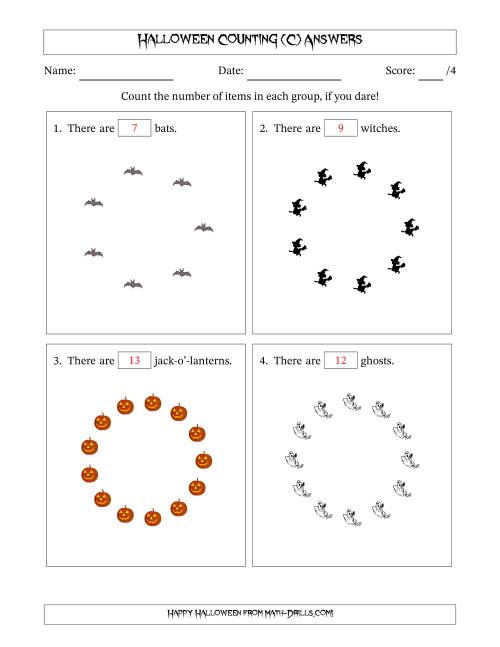 The Counting Halloween Pictures in Circular Patterns (C) Math Worksheet Page 2