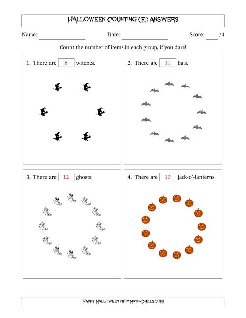 The Counting Halloween Pictures in Circular Patterns (E) Math Worksheet Page 2