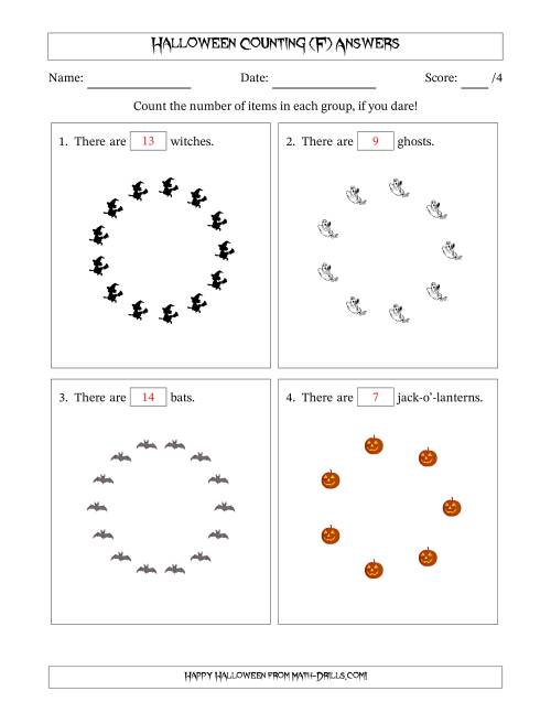The Counting Halloween Pictures in Circular Patterns (F) Math Worksheet Page 2