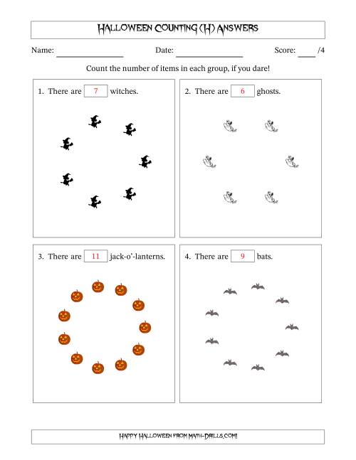 The Counting Halloween Pictures in Circular Patterns (H) Math Worksheet Page 2