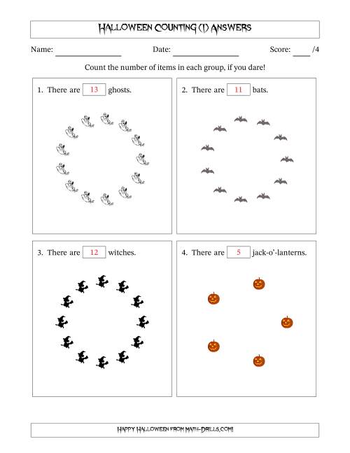 The Counting Halloween Pictures in Circular Patterns (I) Math Worksheet Page 2