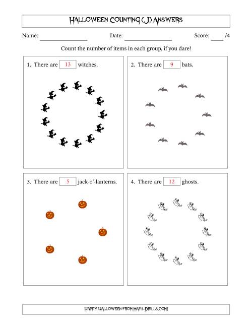 The Counting Halloween Pictures in Circular Patterns (J) Math Worksheet Page 2