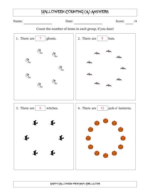 The Counting Halloween Pictures in Circular Patterns (All) Math Worksheet Page 2