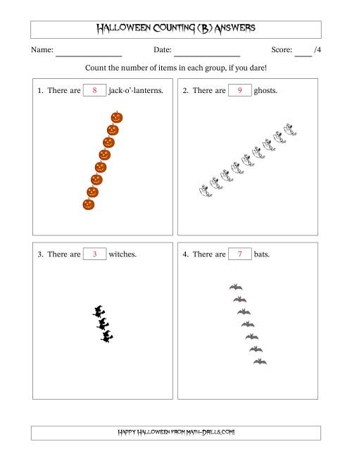 The Counting Halloween Objects in Rotated Linear Arrangements (B) Math Worksheet Page 2