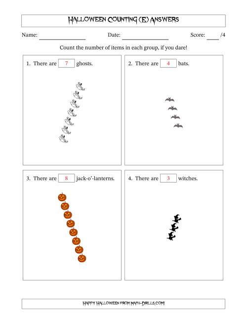 The Counting Halloween Objects in Rotated Linear Arrangements (E) Math Worksheet Page 2