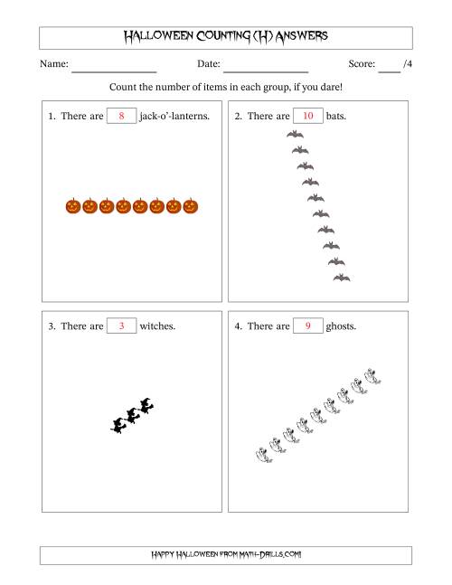 The Counting Halloween Objects in Rotated Linear Arrangements (H) Math Worksheet Page 2