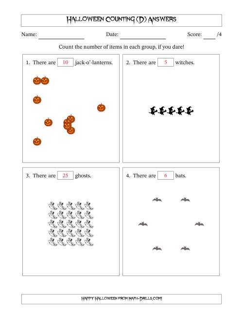 The Counting Halloween Objects in Various Arrangements (Easier Version) (D) Math Worksheet Page 2
