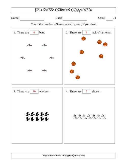 The Counting Halloween Objects in Various Arrangements (Easier Version) (G) Math Worksheet Page 2