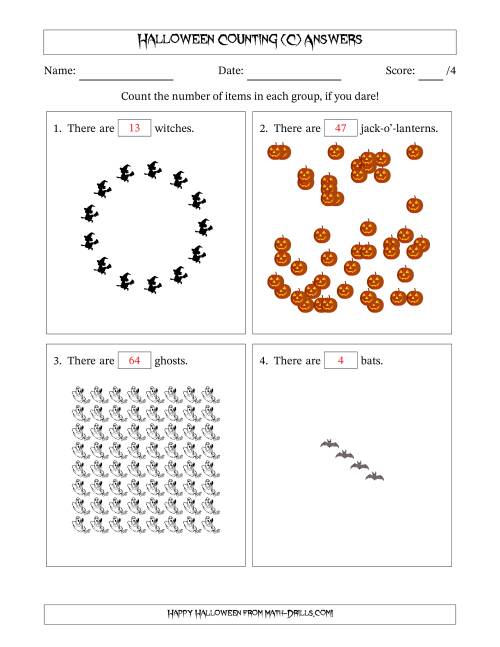 The Counting Halloween Objects in Various Arrangements (Harder Version) (C) Math Worksheet Page 2