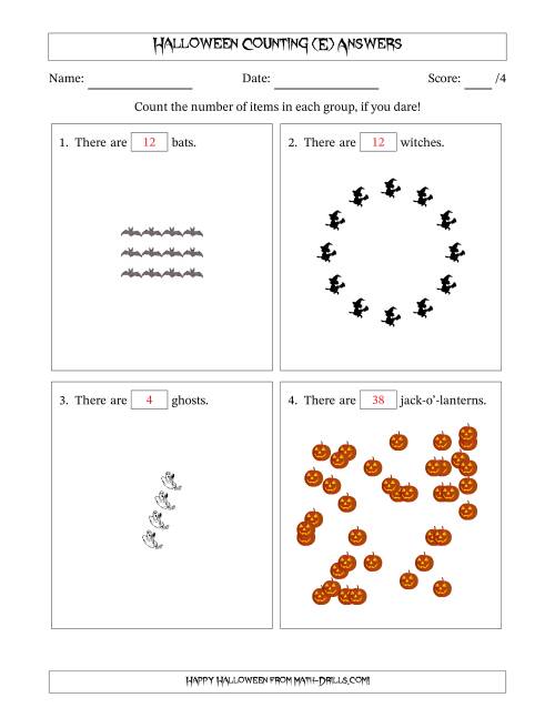 The Counting Halloween Objects in Various Arrangements (Harder Version) (E) Math Worksheet Page 2