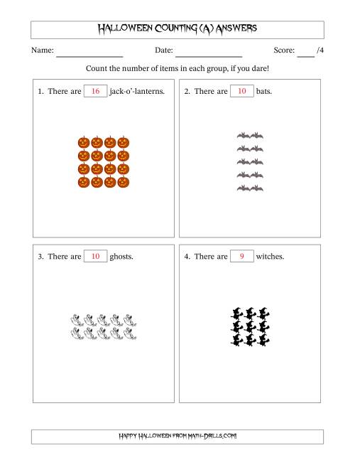 The Counting Halloween Objects in Rectangular Arrangements (Maximum Dimension 5) (All) Math Worksheet Page 2