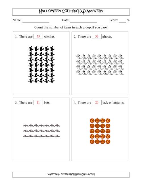 The Counting Halloween Objects in Rectangular Arrangements (Maximum Dimension 9) (G) Math Worksheet Page 2