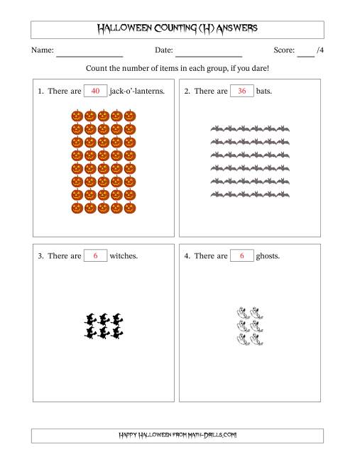 The Counting Halloween Objects in Rectangular Arrangements (Maximum Dimension 9) (H) Math Worksheet Page 2