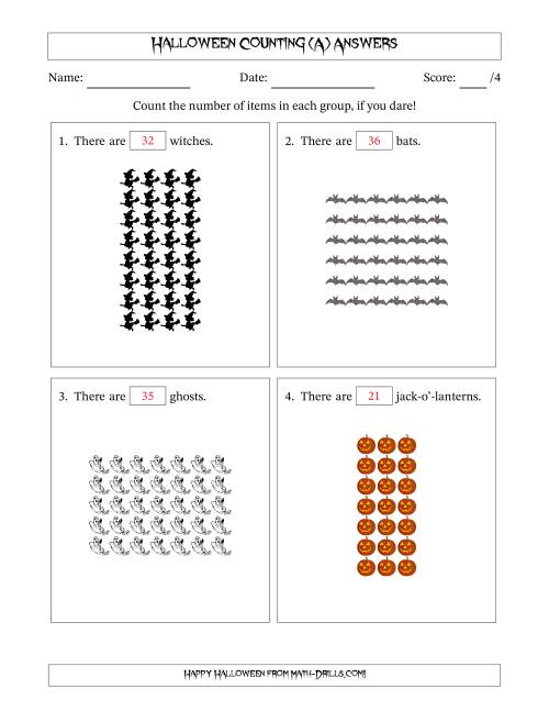 The Counting Halloween Objects in Rectangular Arrangements (Maximum Dimension 9) (All) Math Worksheet Page 2