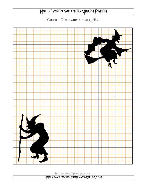 The Halloween Witches 5 lines/inch Graph Paper Math Worksheet