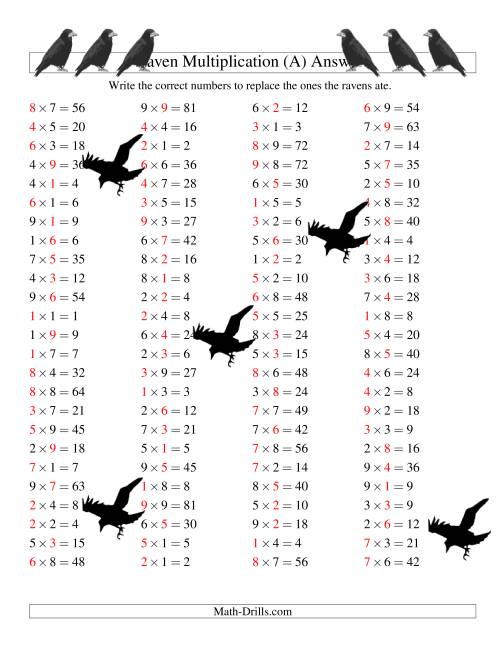 The Raven Multiplication with Missing Terms (A) Math Worksheet Page 2
