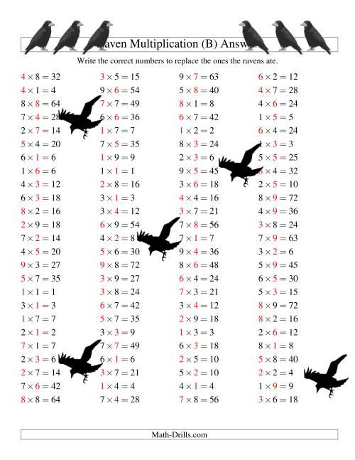 The Raven Multiplication with Missing Terms (B) Math Worksheet Page 2