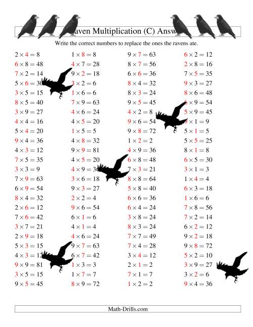 The Raven Multiplication with Missing Terms (C) Math Worksheet Page 2