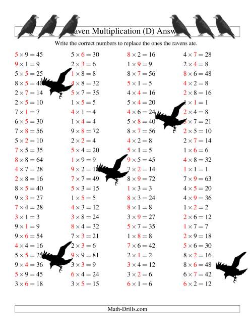 The Raven Multiplication with Missing Terms (D) Math Worksheet Page 2