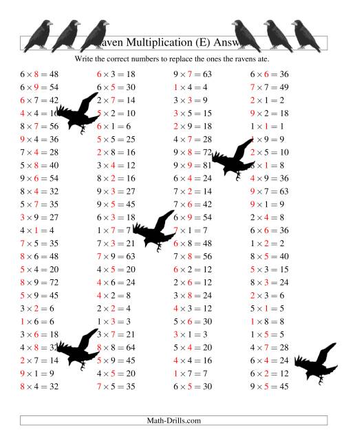 The Raven Multiplication with Missing Terms (E) Math Worksheet Page 2