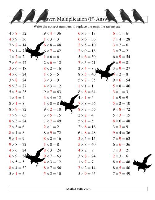 The Raven Multiplication with Missing Terms (F) Math Worksheet Page 2