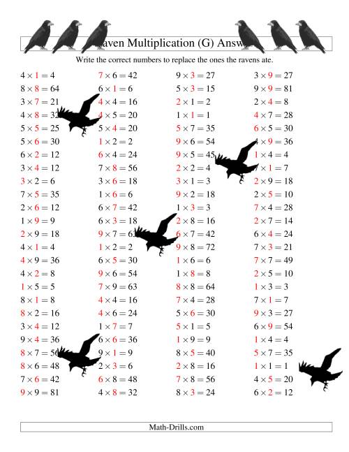 The Raven Multiplication with Missing Terms (G) Math Worksheet Page 2