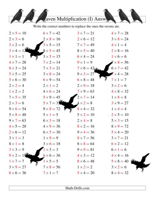 The Raven Multiplication with Missing Terms (I) Math Worksheet Page 2