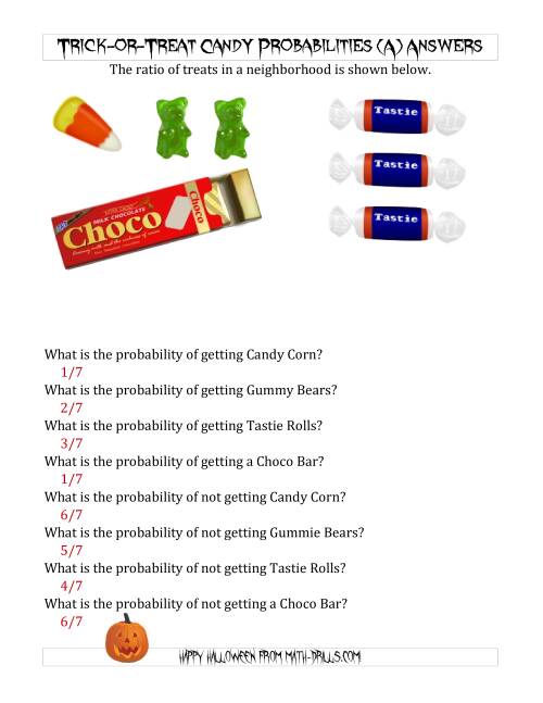 The Trick-or-Treat Candy Probabilities (A) Math Worksheet Page 2