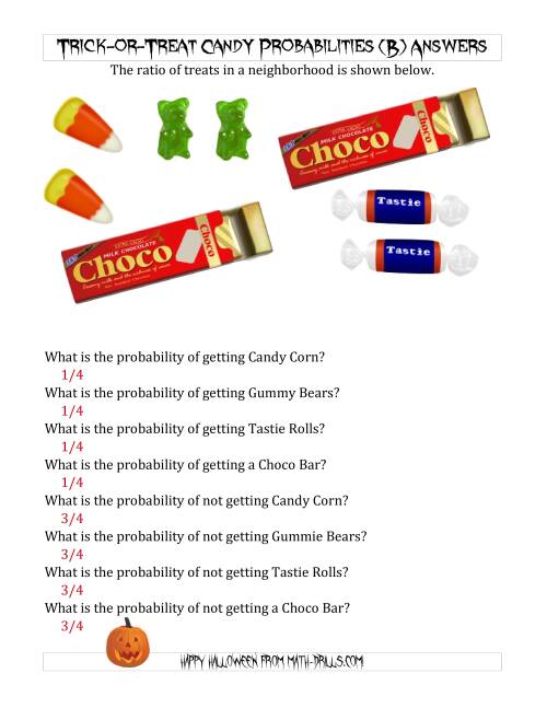 The Trick-or-Treat Candy Probabilities (B) Math Worksheet Page 2