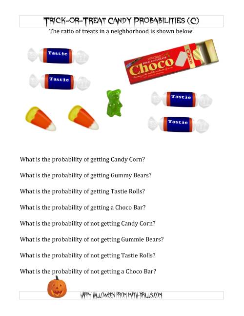 The Trick-or-Treat Candy Probabilities (C) Math Worksheet