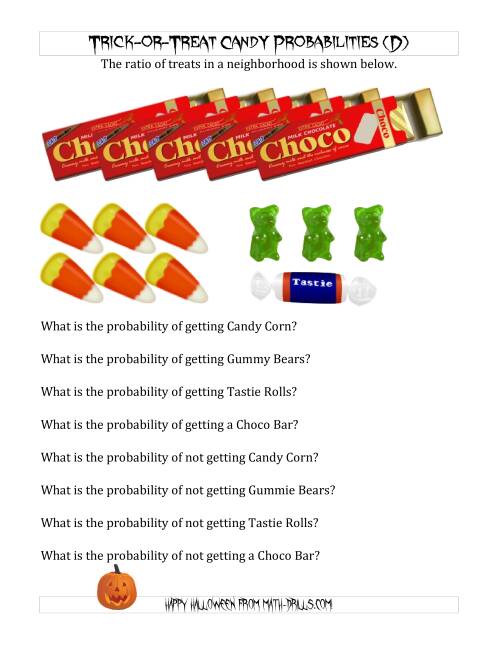 The Trick-or-Treat Candy Probabilities (D) Math Worksheet