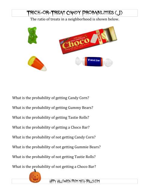 The Trick-or-Treat Candy Probabilities (J) Math Worksheet
