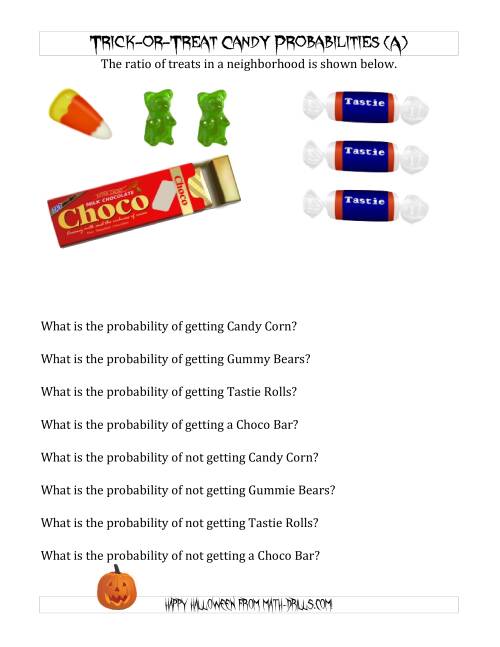 The Trick-or-Treat Candy Probabilities (All) Math Worksheet
