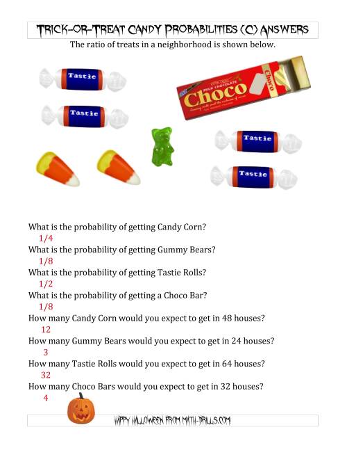 The Trick-or-Treat Candy Probabilities and Predictions (C) Math Worksheet Page 2