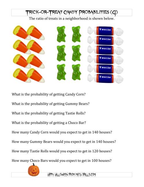 The Trick-or-Treat Candy Probabilities and Predictions (G) Math Worksheet