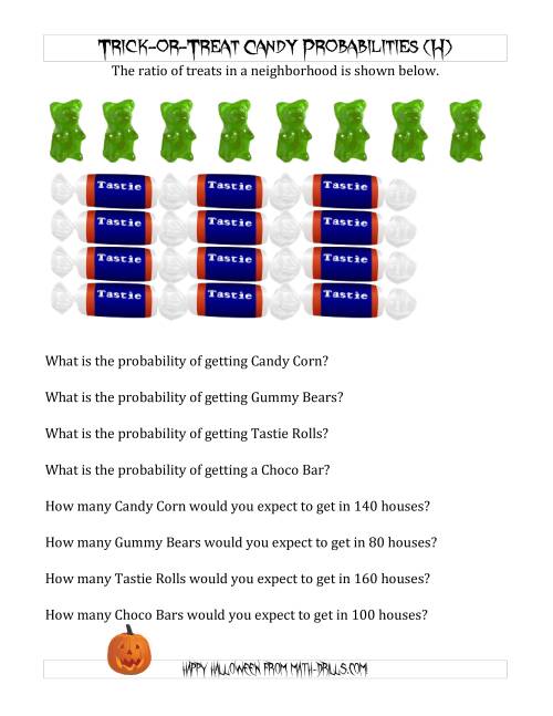 The Trick-or-Treat Candy Probabilities and Predictions (H) Math Worksheet