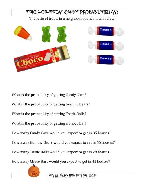 The Trick-or-Treat Candy Probabilities and Predictions (All) Math Worksheet