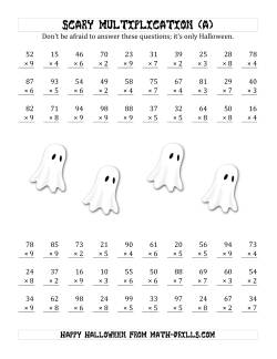 Scary Multiplication (2-Digit by 1-Digit)