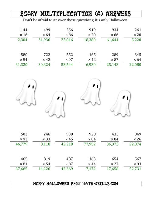 The Scary Multiplication (3-Digit by 2-Digit) (All) Math Worksheet Page 2