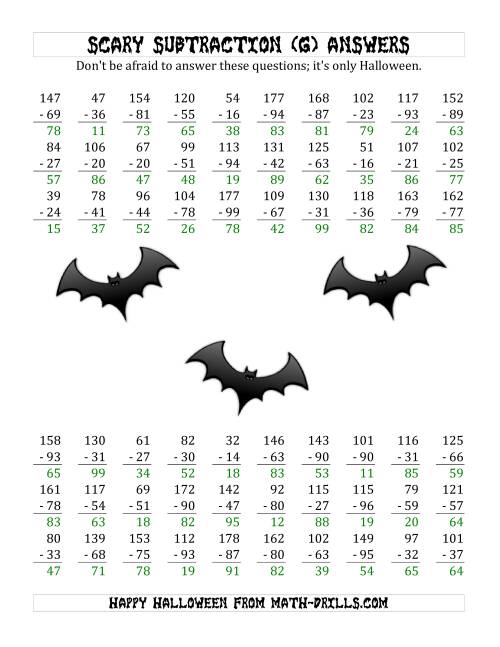 The Scary Subtraction with Double-Digit Subtrahends and Differences (G) Math Worksheet Page 2