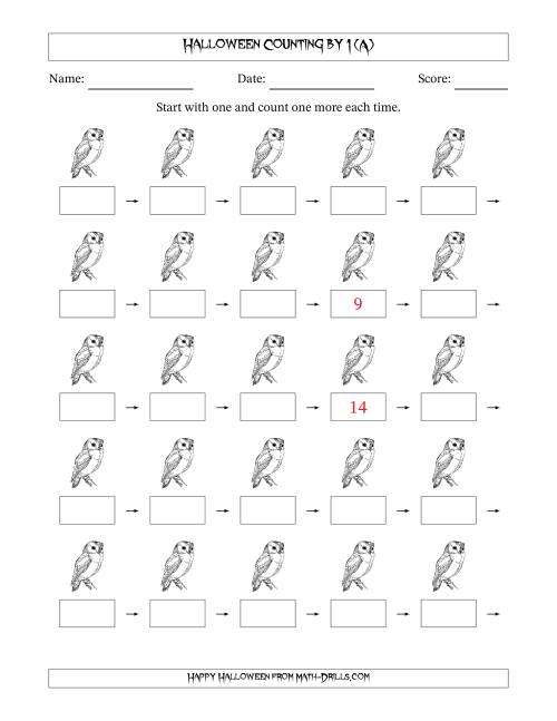 The Halloween Counting by 1 (A) Math Worksheet